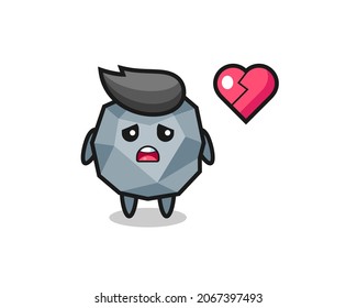 stone cartoon illustration is broken heart , cute style design for t shirt, sticker, logo element