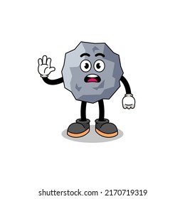 stone cartoon illustration doing stop hand , character design