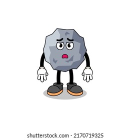 stone cartoon illustration with sad face , character design