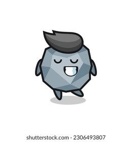 stone cartoon illustration with a shy expression , cute style design for t shirt, sticker, logo element