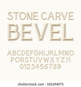 Stone Carve Bevel Alphabet And Numbers, Eps 10 Vector Editable