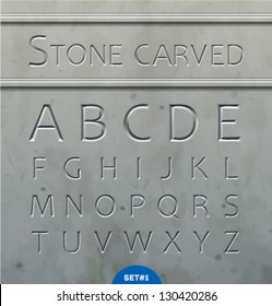 Stone carved alphabet