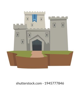 Stone Castle or Fortress as Ancient Architecture from Middle Ages Vector Illustration