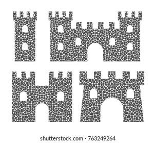 Stone castle. Isolated castle on white background. EPS 10. Vector illustration