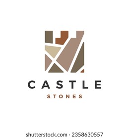 Stone Castle Stronghold Fortress Logo Vector Icon Illustration