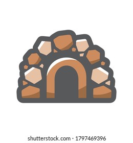 Stone Cave Entrance Vector icon Cartoon illustration.