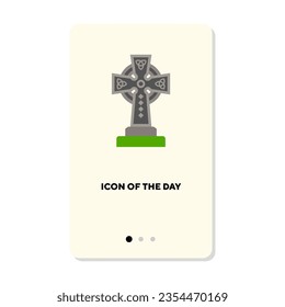 Stone Celtic cross flat vector icon. Religious symbol monument for praying or worshipping isolated vector illustration. Culture and religion, religious cult concept for web design and apps