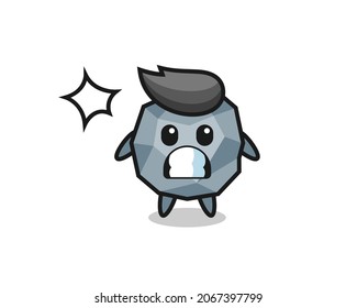 stone character cartoon with shocked gesture , cute style design for t shirt, sticker, logo element