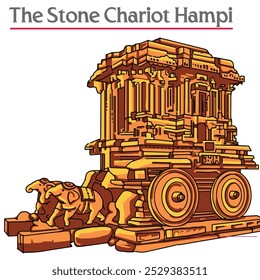 The Stone Chariot Hampi, Stone Chariot - Hampi, Karnataka, India Vector.