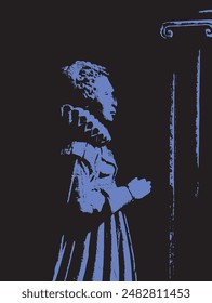 Stone church carving graphic silhouette