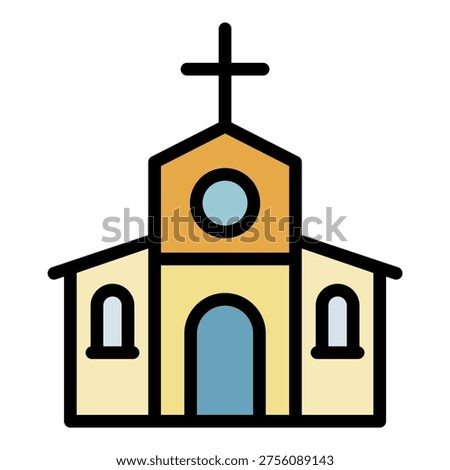 Stone church icon. Outline stone church vector icon color flat isolated