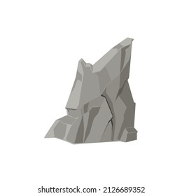 Stone cliff in the desert, cartoon flat vector illustration isolated on white background. Rough stone in wild, concept of environment, nature and geology.