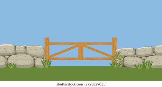 Valla de adoquines de piedra. Horizontal patrón sin fisuras. Ilustración vectorial.