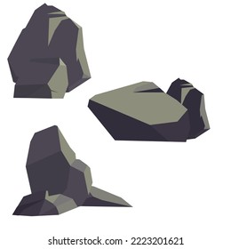 ilustración vectorial de colección de piedras 3d diseño retro