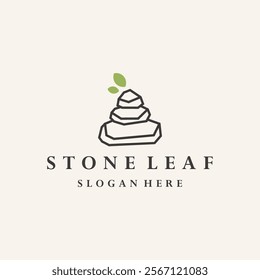 stone combination leaf icon logo design inspiration
