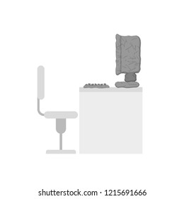 Stone computer. Prehistoric pc. Old laptop. Stone Age Technology
