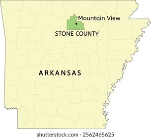 Stone County and city of Mountain View location on Arkansas state map