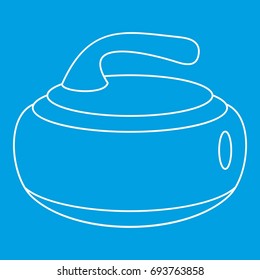 Stone for curling icon blue outline style isolated vector illustration. Thin line sign