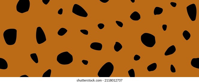 Stone Dot Cheetah. Vector Dirt Cobble. Irregular Wall Stone. Hand Drawn Pattern. Irregular Design Texture. Seamless Random Dot. Black Large Polkadot Underground Circle. Brown Random Stone Dalmatian