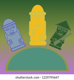 Stone elegant object multicolored geometric harubang people.