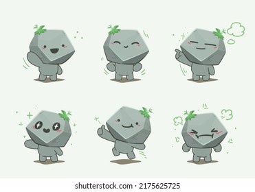 stone element character mascot funny and cute collection set