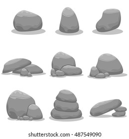 Stone element set doodles vector art illustration