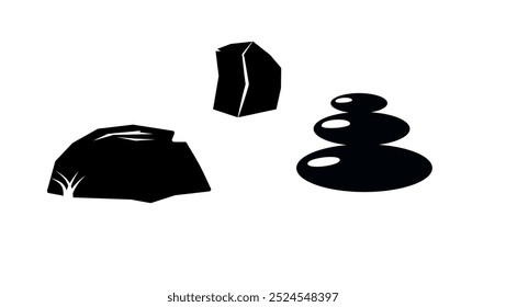 Stone emblem, Black  Isolated Silhouette
