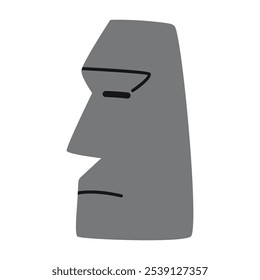 Rosto de Pedra, Ilha de Páscoa Estátua de Moai, Emoji. Ilustração vetorial moderna isolada sobre fundo branco, desenhado à mão, design plano