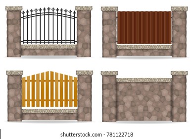 stone fence vector illustration isolated on white background