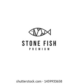 stone fish logo design template