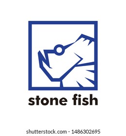 stone fish logo, with a square shape