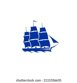 Stone Fleet Classic Sailing Ship Marine Transportation Ocean Logo Design Vector