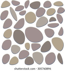 Stone floor tile on white background. Grey pebble pattern