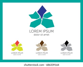 Stone flower polygonal abstract geometric vector template business icon of company identity symbol concept