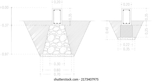 stone foundation sketch and dimensions   elevation