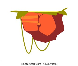Stone game island, hanging island with green grass for gi cartoon vector illustration