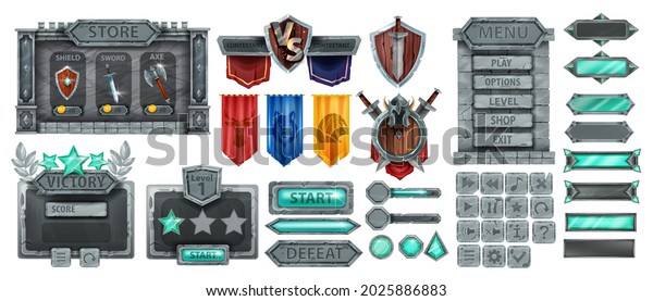 Stone Game Ui Vector Set Rock: เวกเตอร์สต็อก (ปลอดค่าลิขสิทธิ์ ...