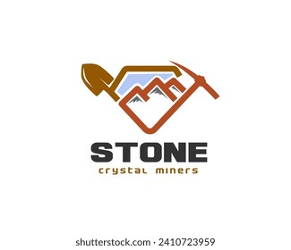 stone gem crystal hill mining logo icon symbol design template illustration inspiration
