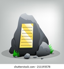 Stone with gold plate . Vector illustration.