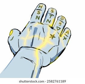 A stone golem hand with glowing runes, perfect for fantasy RPG characters, enchanted guardian designs, and mythic storytelling.