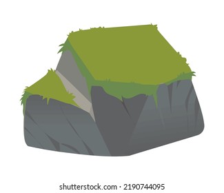 stone with grass icon isolated