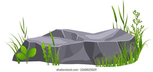 Elemento de tierra de piedra. hierba verde para el paisaje del juego