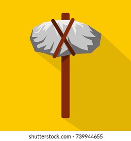 Stone hammer icon. Flat illustration of stone hammer vector icon for web