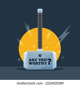 Stone Hammer with question are you worthy.