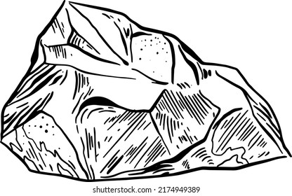 Stone, hand draw line vector illustration.