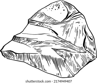 Stone, hand draw line vector illustration.