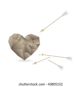 Stone heart shape isolated on a white background. Vector illustration.