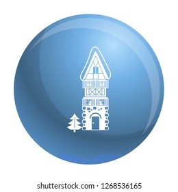 Stone high house icon. Simple illustration of stone high house vector icon for web design isolated on white background