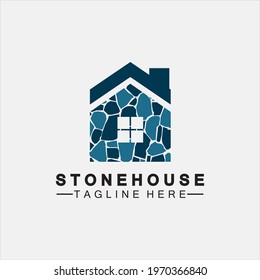 Stone house hipster vintage logo vector icon illustration design,brick house logo vector illustration design template