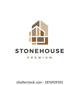 stone house home logo vector icon illustration